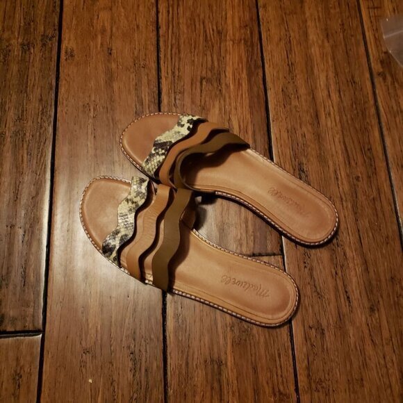 Madewell The Wave Slide Leather Sandal Snakeskin Womens Shoes Size 8.5 Pre-Owned - Picture 10 of 13